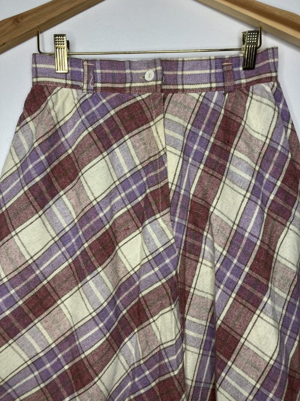 Vintage Paquette Byer California Plaid Skirt Women's 28 Waist Wool A-Line Small - Picture 2 of 9